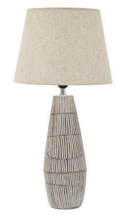 Mauro Ferretti L&aacute;mpara de mesa de resina beige con pantalla de tela &oslash; 35&times;69,5