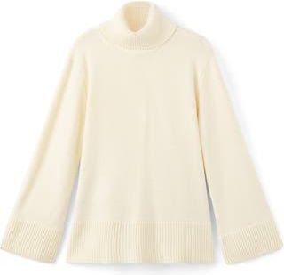 Mango Ribbed Trim Turtleneck Sweater in Ecru at Nordstrom Rack, Size Medium