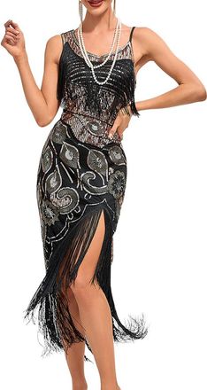 Coeon Gatsby, vestito da donna anni '20 Art Deco paillettes Paisley Coeon Gatsby, vestito da donna anni '20 Art Deco paillettes Paisley