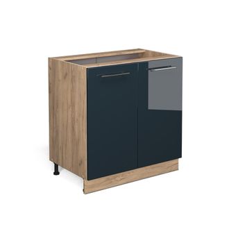 Vicco Mueble Bajo Fame-line, Azul Oscuro Alto Brillo, 80 Cm Con Estante, Sin Encimera Vicco