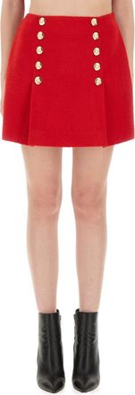 Balmain Red Embellished Mini Skirt