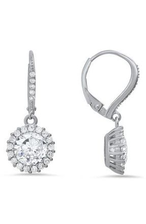 Queen Jewels Sterling Silver CZ Halo Drop Earrings at Nordstrom Rack