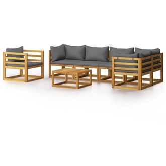 vidaXL 7 Pcs Garden Lounge Set Con Almohadillas Masivas