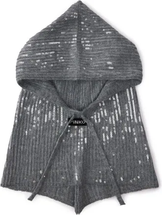 Pinko Pinko, Accessoires, Dames, Grijs, ONE Size, Pailletten, Balaclava met pailletten