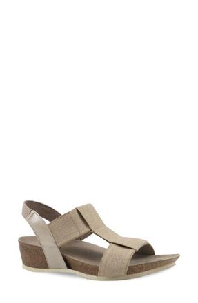Munro Georgette T-Strap Wedge Sandal - Multiple Widths Available in Taupe Combo at Nordstrom, Size 10.5