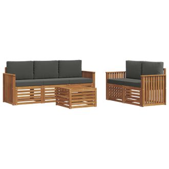 vidaXL Juegos De Sof&aacute;s Con Coj&iacute;n 6 Pcs Natural Y Antracita Vidaxl