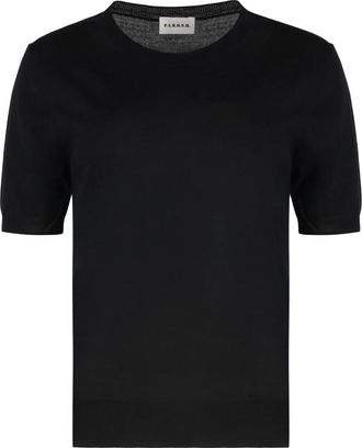 P.A.R.O.S.H. Geribbelde Wolmix Crewneck Sweater - Dames - Ronde hals truien - Zwart - S - Wol - Truien & Vesten