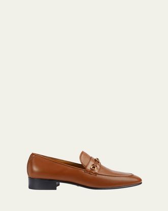 Gucci Ed Leather Medallion Strap Loafers