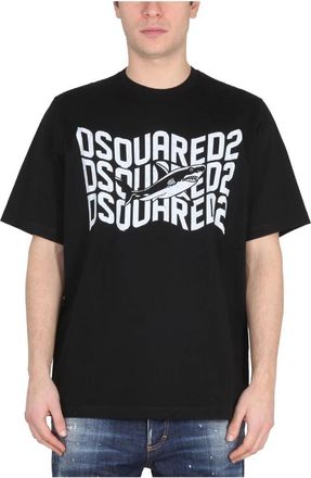 Dsquared2 D2 Shark Slouch T-shirt - Heren - T-shirts - Zwart - XS - Tops