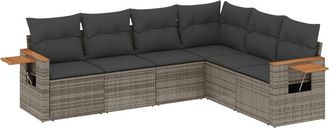 vidaXL Vidaxl - Set De Muebles De Jard&iacute;n 6 Pzas Y Cojines Rat&aacute;n Sint&eacute;tico Gris