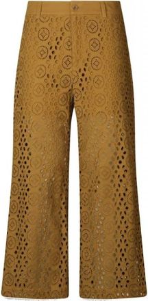 Liu Jo Sangallo Cropped Broeken - Dames - Wijde Broeken - Beige - 2XL - Katoen - Broeken
