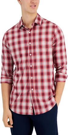 Club Room Mens Modern Plaid Button-Up Shirt