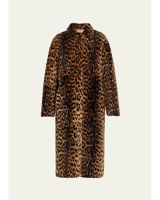 Nili Lotan Davelle Leopard-Print Lamb Shearling Coat