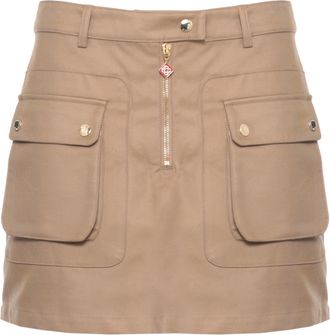 Casablanca Beige Cotton Mini Skirt With Utilitarian Design Elements