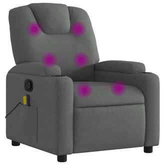 vidaXL Sill&oacute;n Reclinable De Masaje Con Tapicer&iacute;a Gris Oscuro Vidaxl