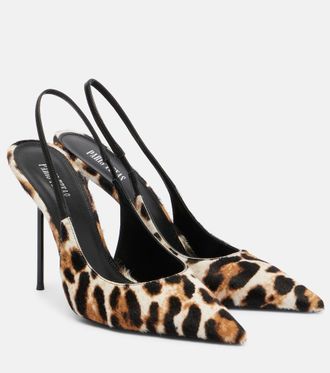 PARIS TEXAS Lidia 105 leopard-print calf hair slingback pumps