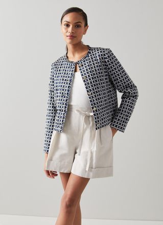 L.k. Bennett Womens Lou Jackets, Navy/Cream - Size 8 UK