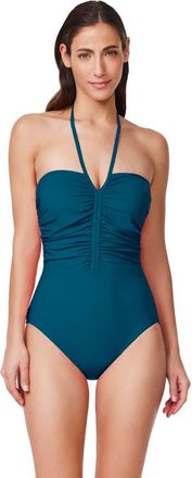 Gottex Tutti Frutti Bandeau One Piece in Petrol at Nordstrom, Size 12