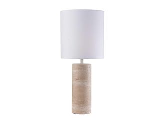 VENTE-UNIQUE.COM L&aacute;mpara de mesa travertino color natural claro, blanco