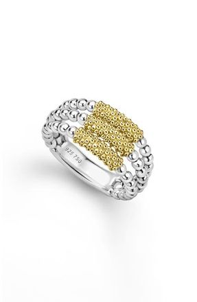 Lagos Two-Tone Caviar Three Row Ring in Gold at Nordstrom, Size 7
