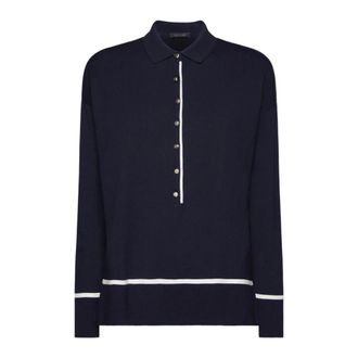 Elena Miro Gebreide Top - Dames - Polos - Blauw - L - Tops