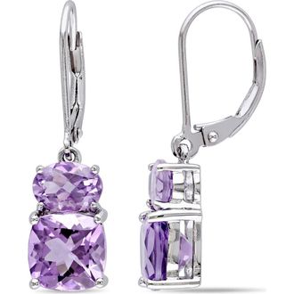 Delmar Sterling Silver Double Amethyyst Drop Earrings in Purple at Nordstrom Rack