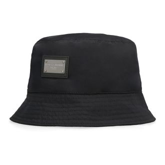 Dolce & Gabbana Nylon Bucket Hat with Branded Plate - male - Dolce & Gabbana - Accessories - Black - 58 CM - Accessories