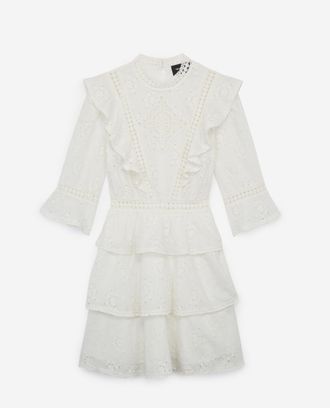 The Kooples Short Ecru Lace Dress With Frills