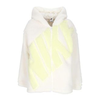 Nike Hoge-pelletjas met logo - Dames - Fleece jassen - Wit - L - Leer - Fitness