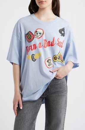Daydreamer Born a Bad Seed Graphic Oversized T-shirt in Sky Way Blue at Nordstrom