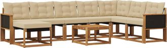 vidaXL Conjunto De Sof&aacute;s De Exterior 9 Uds. Natural Y Beige Vidaxl