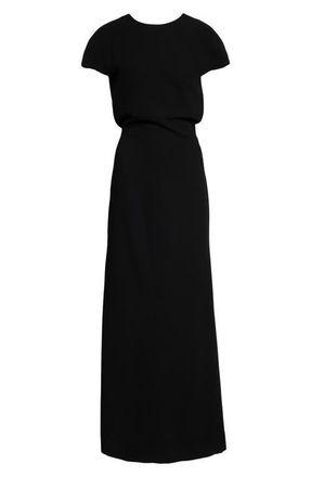 Jil Sander Cutout Back Sabl&eacute; Trumpet Dress in Black at Nordstrom, Size 12 Us