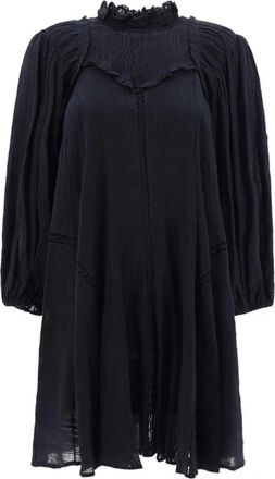 Isabel Marant Zwarte Bloemige Jurk Elegante Stijl - Dames - Korte kleedjes - Zwart - M - Katoen - Kleedjes