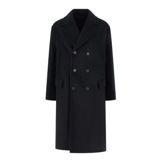 Fendi Dubbele-rijen wollen angora jas - Heren - Mantel - Zwart - L - Wol - Jassen