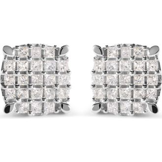 House of Brilliance 10K White Gold 3/4 Ct Princess Diamond Composite Cushion Shape Stud Earrings at Nordstrom