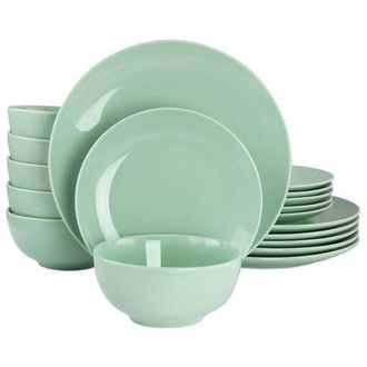 Elama Luna 18 Piece Porcelain Dinnerware Set in Green at Nordstrom