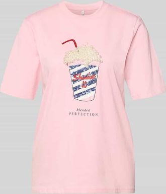 Only Regular Fit T-Shirt aus reiner Bio-Baumwolle Modell BURST in Rosa, Gr&ouml;&szlig;e XL