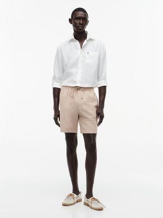 Tommy Hilfiger Mens Regular Fit 7 Cotton-Linen Blend Short - Beige - XXXL