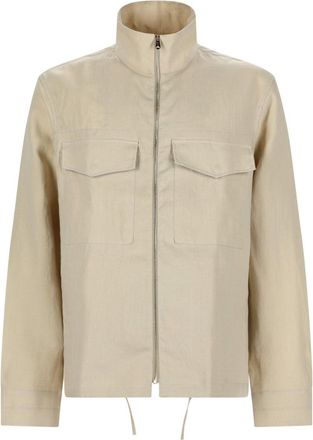 Paul Smith Beige Linen High Collar Overshirt