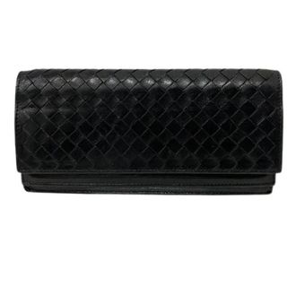 Bottega Veneta Pre-owned Wallets, female, Black, Size: ONE SIZE Pre-owned Intrecciato Lambskin Long Wallet