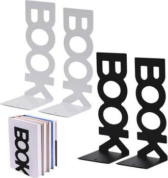 OEM Juego De Sujetalibros - 4 Sujetalibros De Metal En Blanco Y Negro Para Libros, Dvd Y Cd
