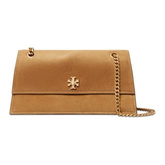 Tory Burch Kira Turnlock Suede Shoulder Bag - female - Tory Burch - Shoulder Bags - Brown - ONE SIZE - Bags
