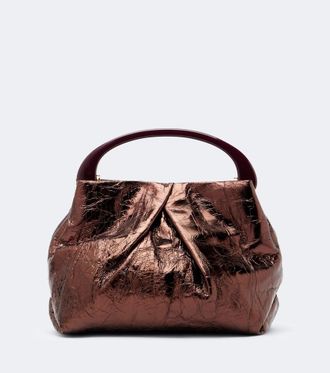 Dries Van Noten Mini metallic leather top-handle bag