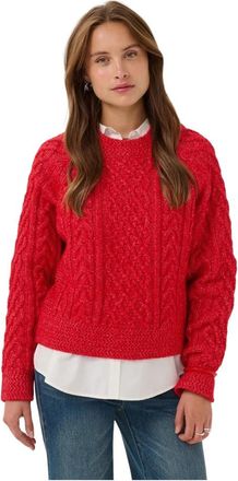 Saint Tropez Mila SZ R-Neck Pullover - Dames - Ronde hals truien - Rood - S - Polyester - Truien & Vesten