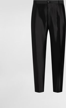Dolce & Gabbana Mikado Shantung Silk Trousers - Man Pants And Shorts Black Silk 46