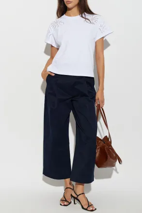 Rag & Bone T-shirt With Openwork Trim, Womens, White