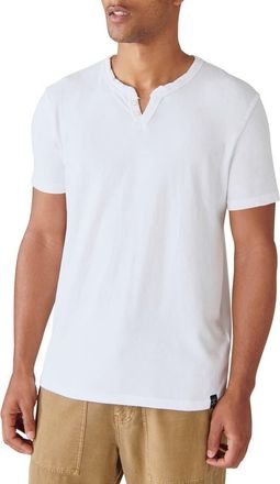 Lucky Brand Venice Button Neck Cotton Blend T-Shirt in Bright White at Nordstrom, Size Xx-Large