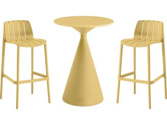 Habitat et Jardin Mesa Bistro Apilable vaena Y Sillas Altas - 2 Plazas - Amarillo