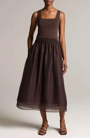 Vince Square Neck Sleeveless Midi Dress in Iron at Nordstrom, Size Xx-Small