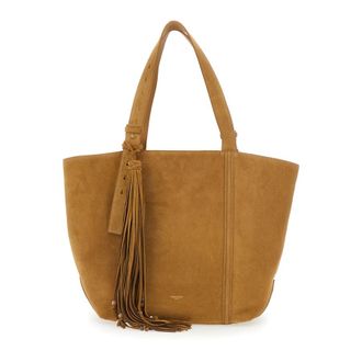 Golden Goose Shopping 24.7 Ew Regular Suede Body Antique Brass Metal Details Brown Leather Tote Bag With Antique Brass Metal Details For